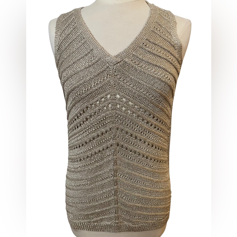 White House Black Market Metallic Knit Tank